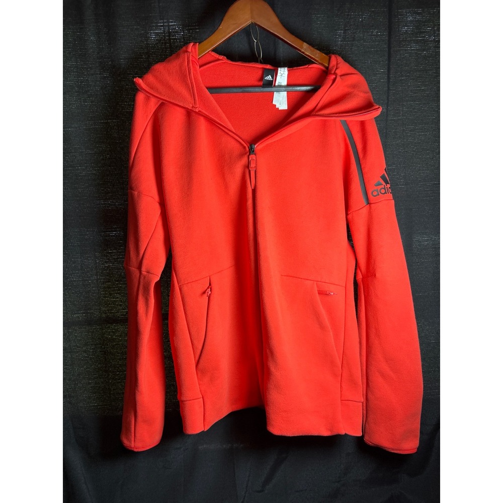 Adidas ZNE Womens Full Zip Hoodie Red Orange Hooded Sweatshirt Size M RN88387